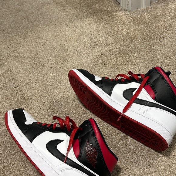 Nike Air Jordan Black, Red, and White Sneakers - Picture 2 of 5